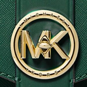 Elegant Green Crossbody Bag with Gold Accents